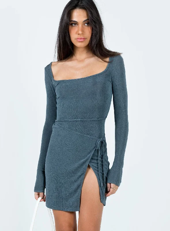 Ura Long Sleeve Mini Dress Grey