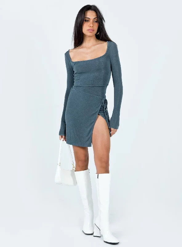 Ura Long Sleeve Mini Dress Grey