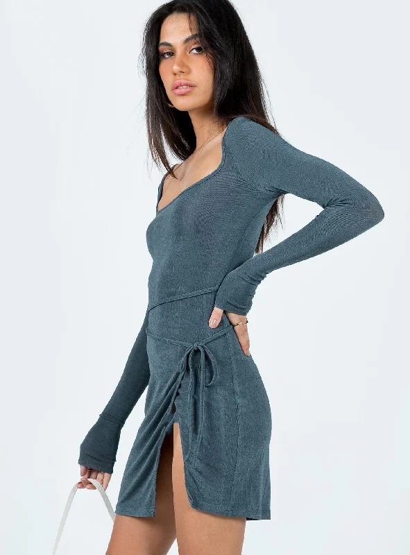 Ura Long Sleeve Mini Dress Grey