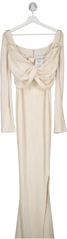 16Arlington Alto Cream Knitted Knot Front Maxi Dress UK 8