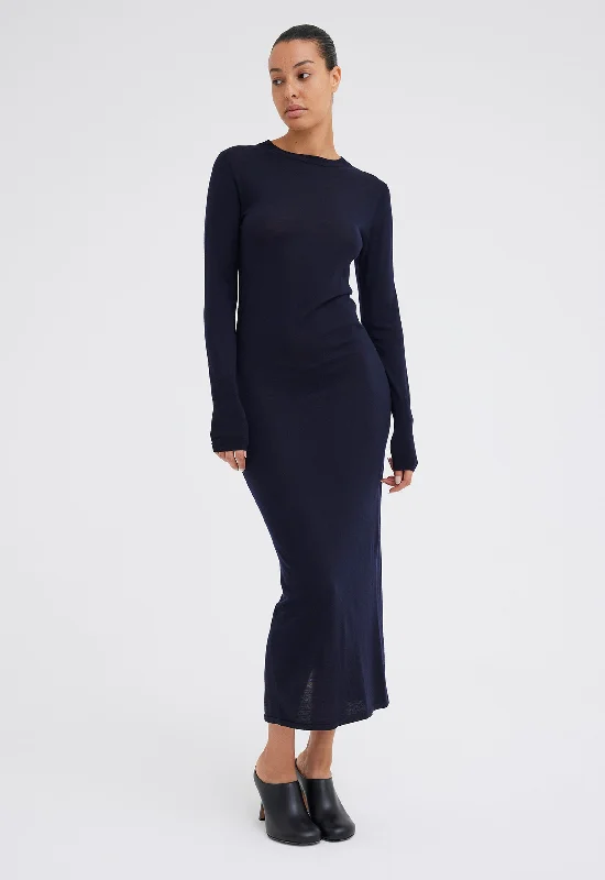 Annex Wool Midi Dress - Darkest Navy