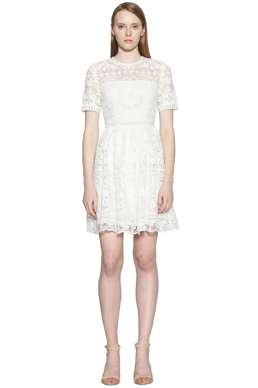 Padua Embroidered Short Sleeve Dress White