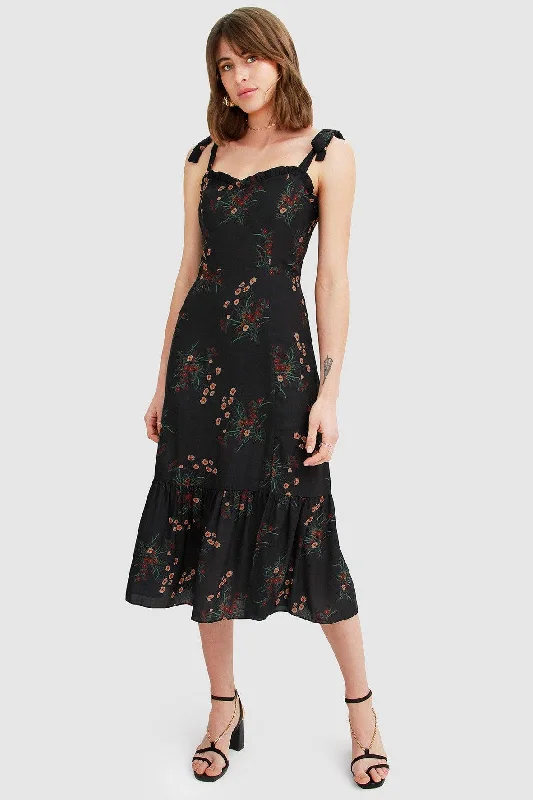 Summer Storm Midi Dress in Black Print