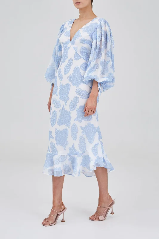 Clearway Midi Dress in Azzure Paisley