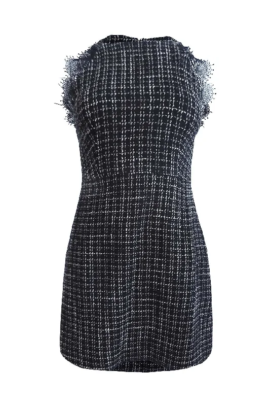 Black And White Tweed Dress With Lace