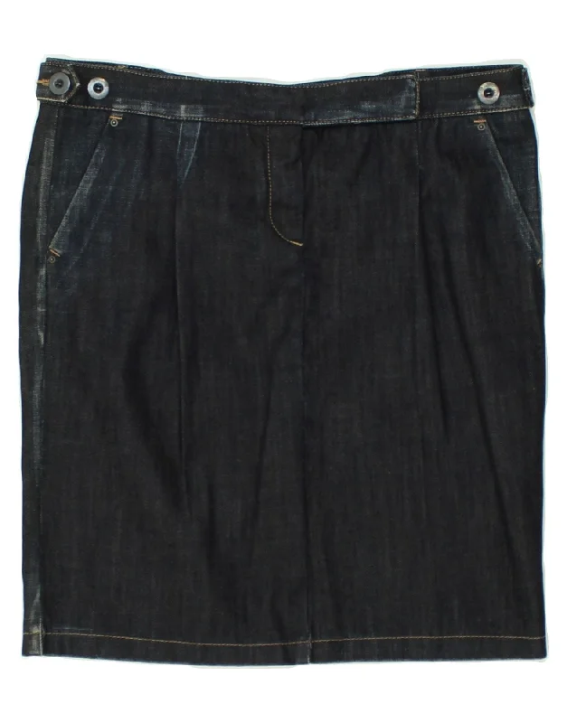 BENETTON Womens Denim Skirt IT 46 Large W34 Navy Blue Cotton