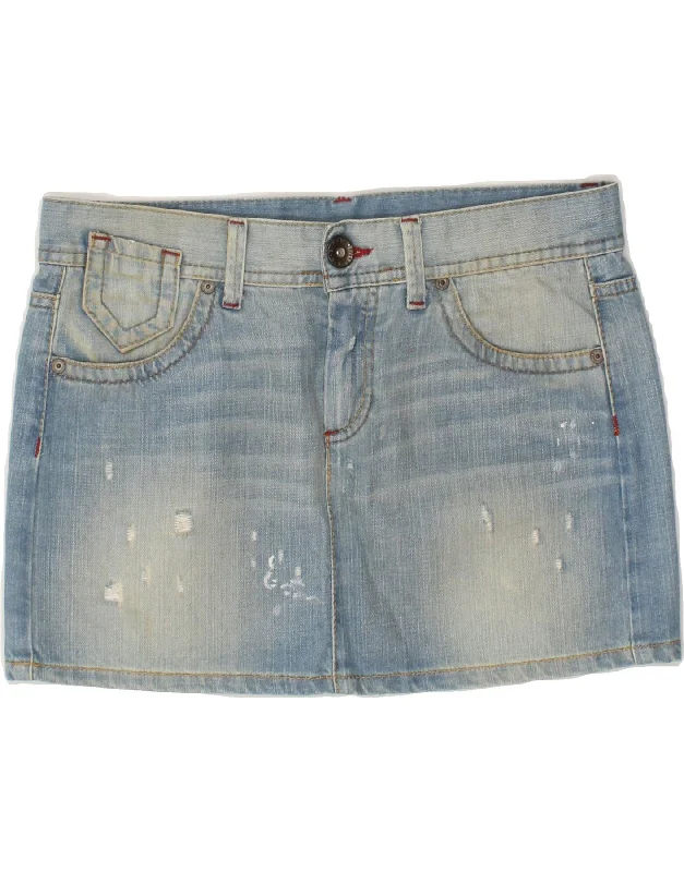 BENETTON Womens Distressed Denim Skirt W30 Medium  Blue