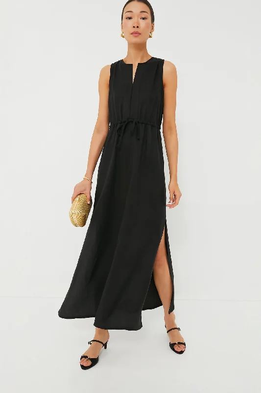 Black Tencel Grecian Keyhole Dress