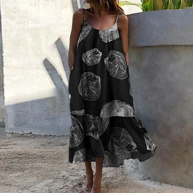 Bohemian Summer Sleeveless Maxi Long Beach Casual Loose Dress