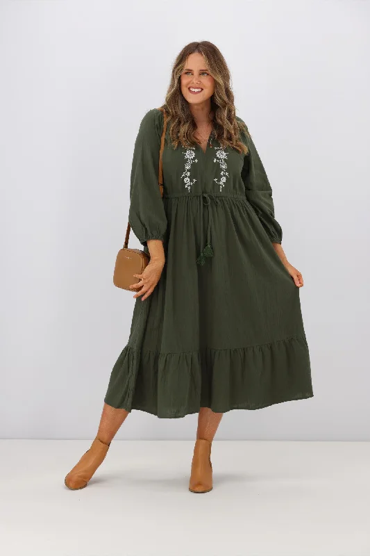 Boho Australia Tassa LS dress Green