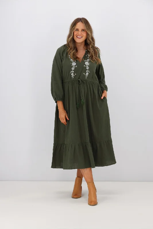 Boho Australia Tassa LS dress Green