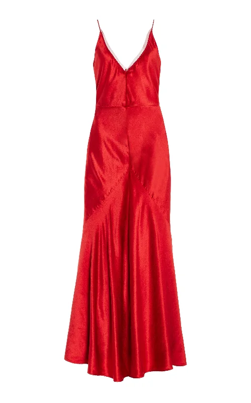 Brigita Dress in Scarlet Red Silk Velvet