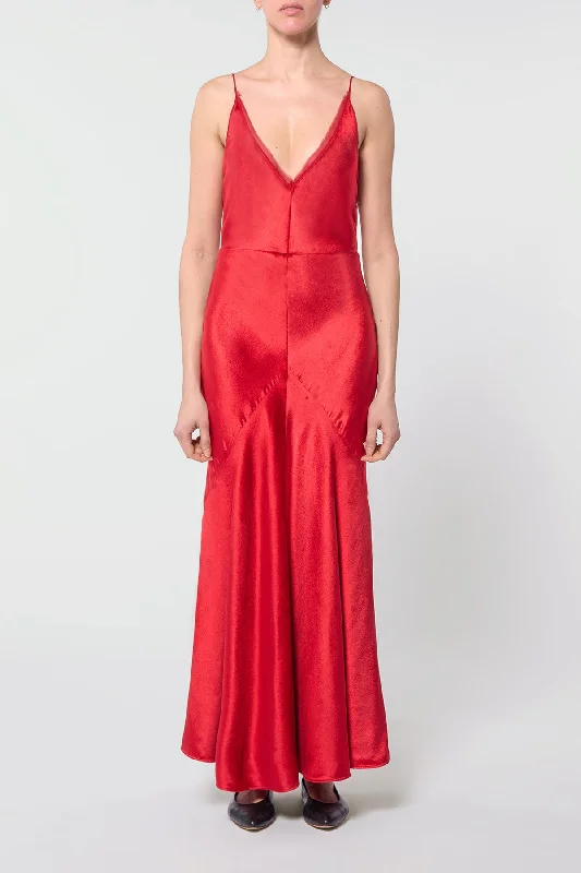 Brigita Dress in Scarlet Red Silk Velvet