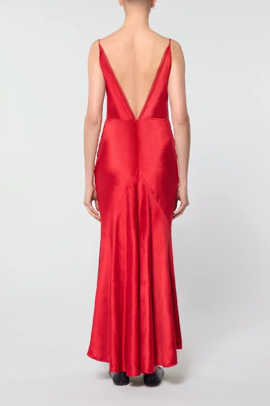 Brigita Dress in Scarlet Red Silk Velvet