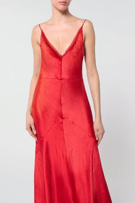 Brigita Dress in Scarlet Red Silk Velvet