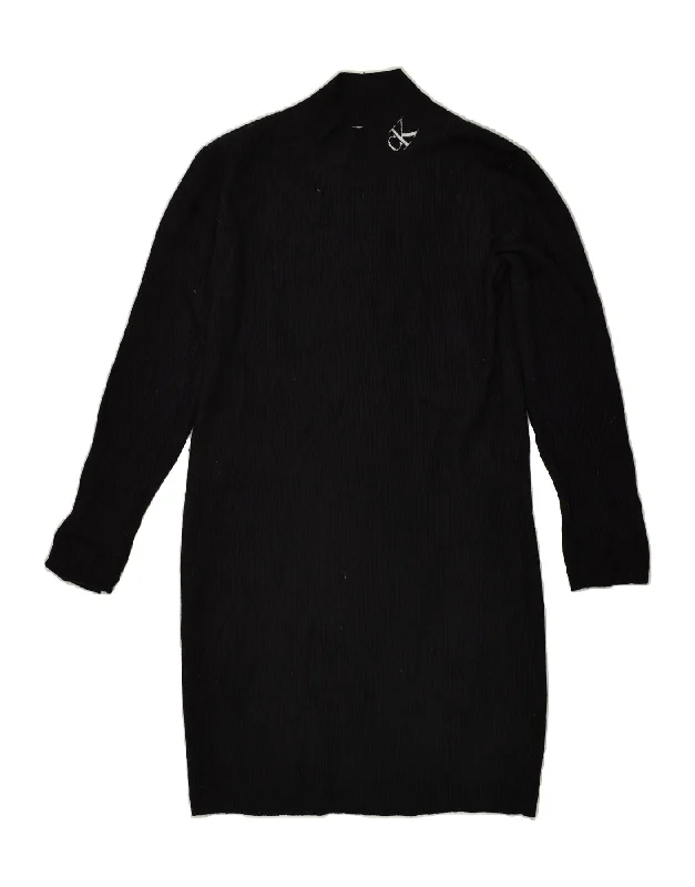 CALVIN KLEIN JEANS Womens Long Sleeve Jumper Dress UK 14 Large Black