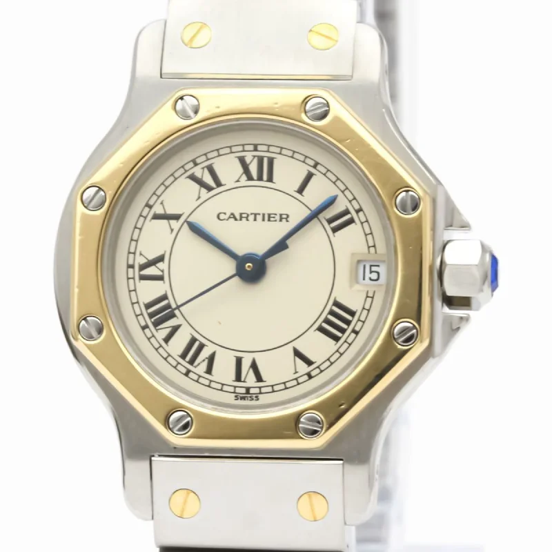 Cartier Santos Octagon Quartz Stainless Steel,Yellow Gold (18K) Women's Dress/Formal 187903