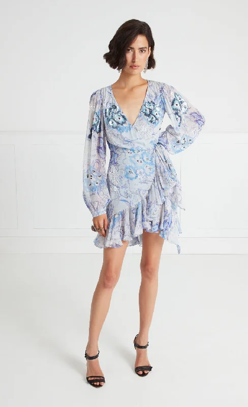 Chessie Print Mini Dress - Cornflower