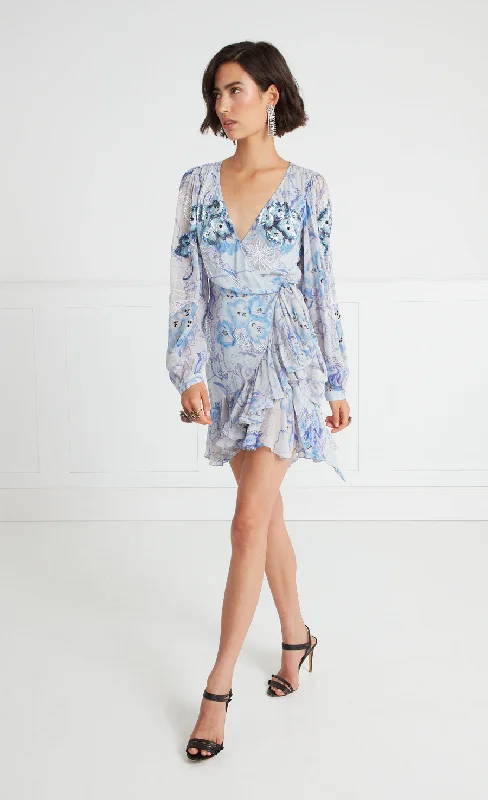 Chessie Print Mini Dress - Cornflower