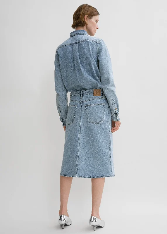 Denim midi skirt cool blue