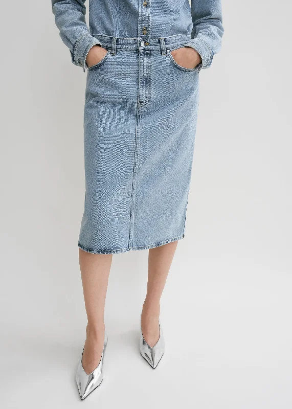 Denim midi skirt cool blue