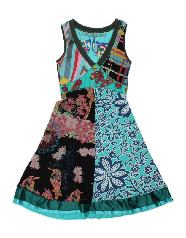 DESIGUAL Womens Slim A-Line Dress UK 14 Large Multicoloured Patchwork