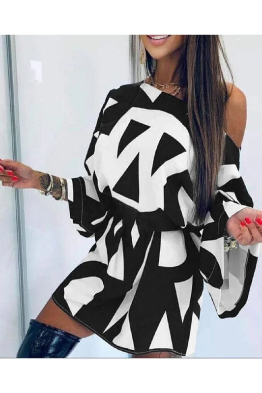 Digital Black and White Printed Dress REF: MG6260