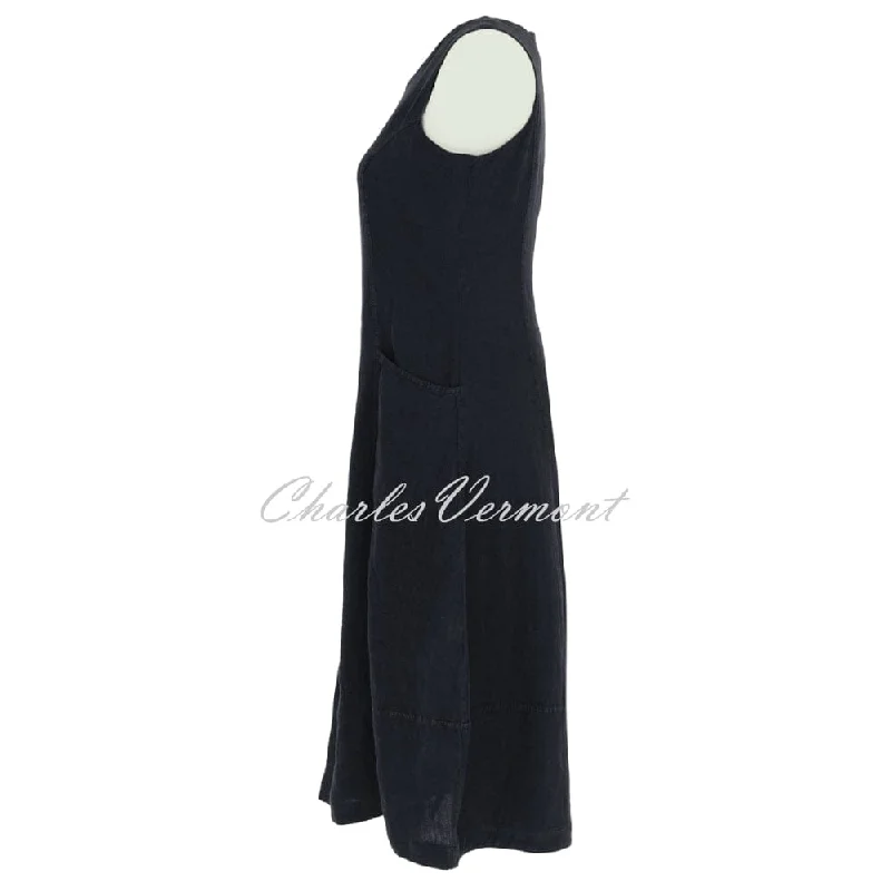 Dolcezza Sleeveless Linen Dress - Style 24258 (Dark Navy)