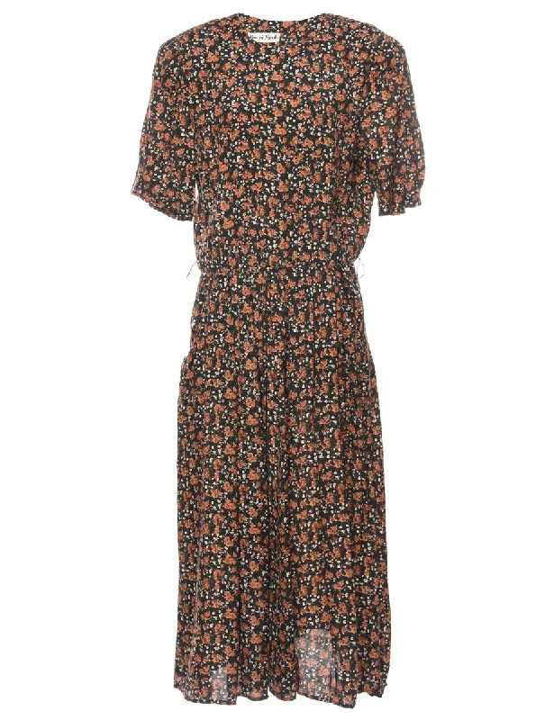 Floral Print Maxi Dress - L