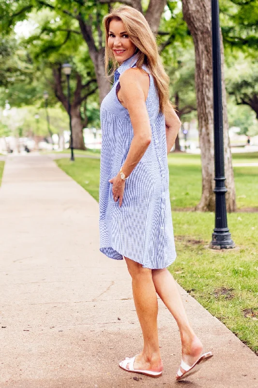 GAMEDAY! Swing Dress Red/White Seersucker Check