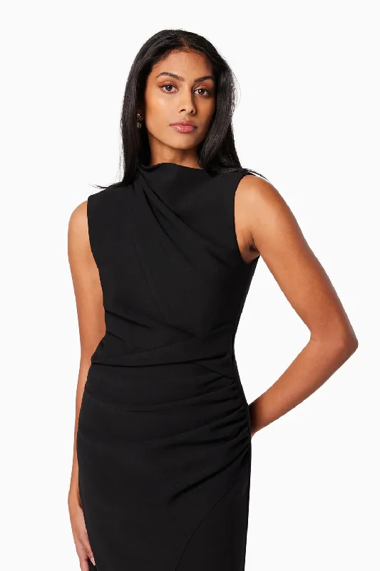 Genoa Fitted Midi Dress - Black