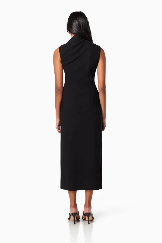 Genoa Fitted Midi Dress - Black