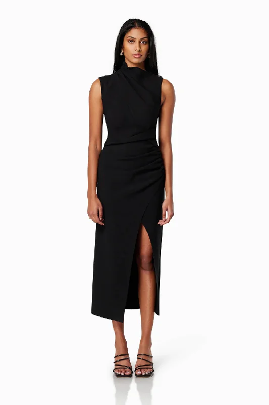 Genoa Fitted Midi Dress - Black