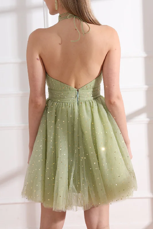 Halter High Neck Mini Prom Dress