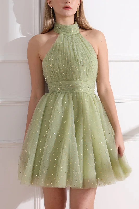 Halter High Neck Mini Prom Dress