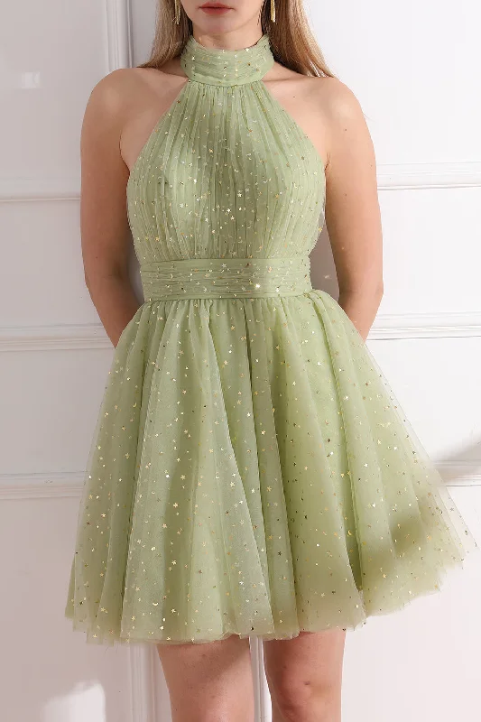 Halter High Neck Mini Prom Dress