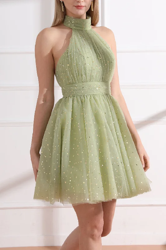 Halter High Neck Mini Prom Dress