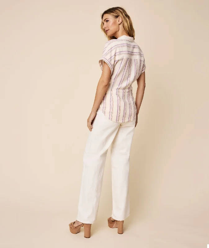 Linen Blend Tie-Front Issa Shirt