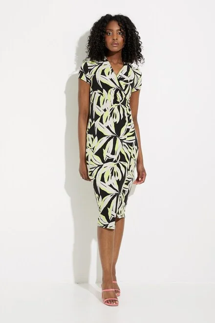 Joseph Ribkoff Leaf Print Wrap Dress