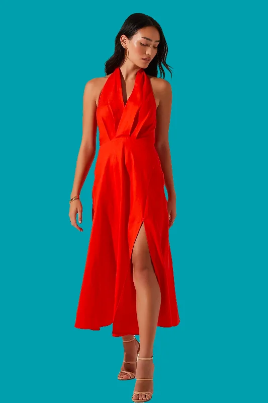 Keava Halter Midi Dress - Chili