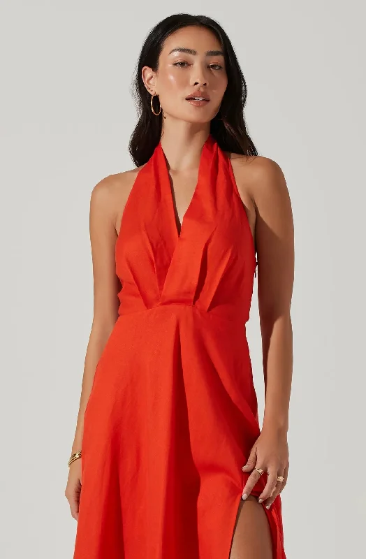 Keava Halter Midi Dress - Chili