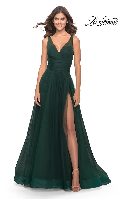 Pleated-Waist La Femme Long Prom Ball Gown 31149