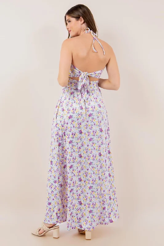 Lavender floral tie dress