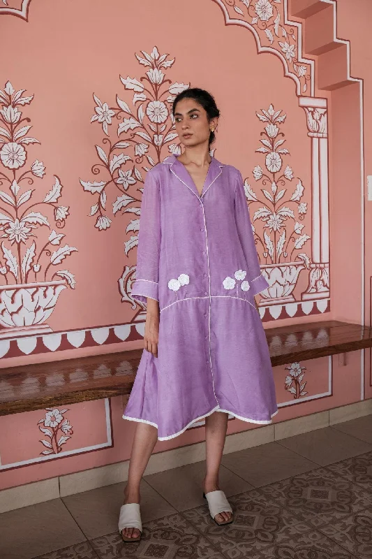 Lavender Resort Shirt Dress