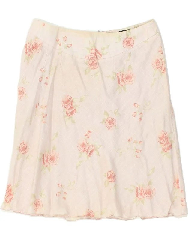 LUISA SPAGNOLI Womens Midi Skirt IT 42 Medium W28  Pink Floral Acetate