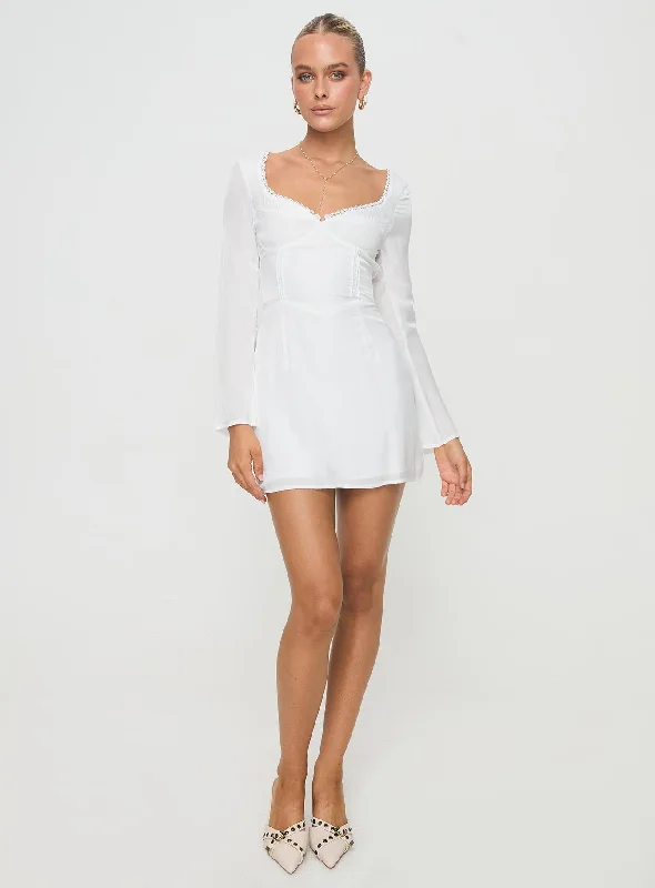 Lyna Long Sleeve Mini Dress White