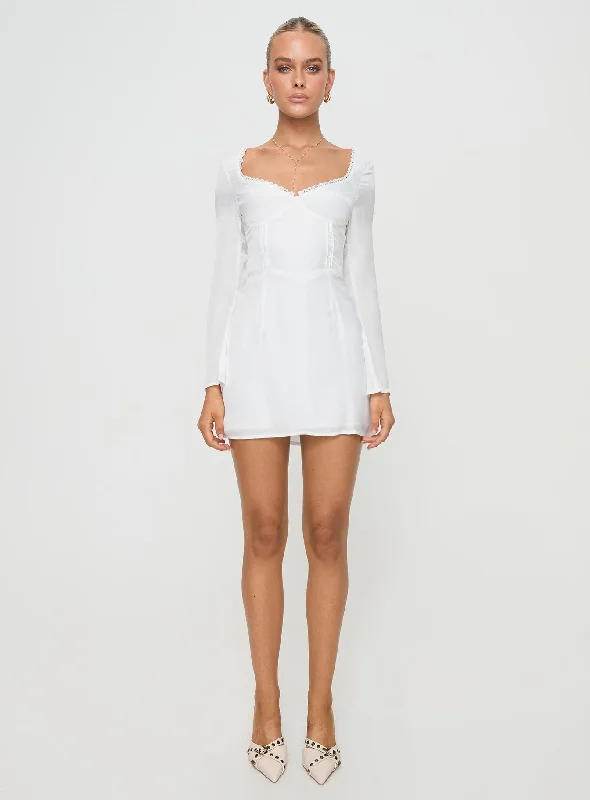 Lyna Long Sleeve Mini Dress White