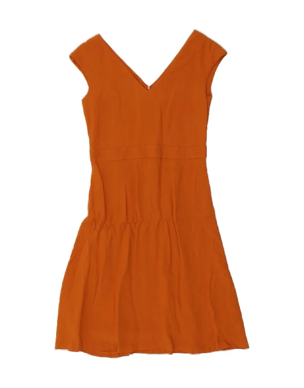 MASSIMO DUTTI Womens Sleeveless A-Line Dress UK 10 Small Orange Viscose