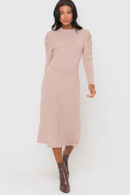 Molly Midi Dress in Beige