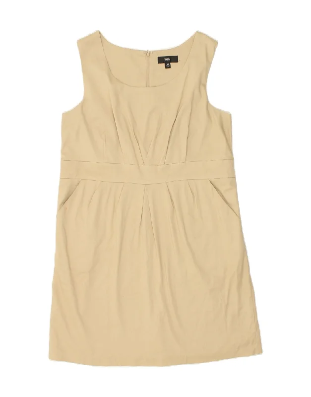 MOSSIMO Womens Sleeveless Shift Dress UK 18 XL Beige Cotton